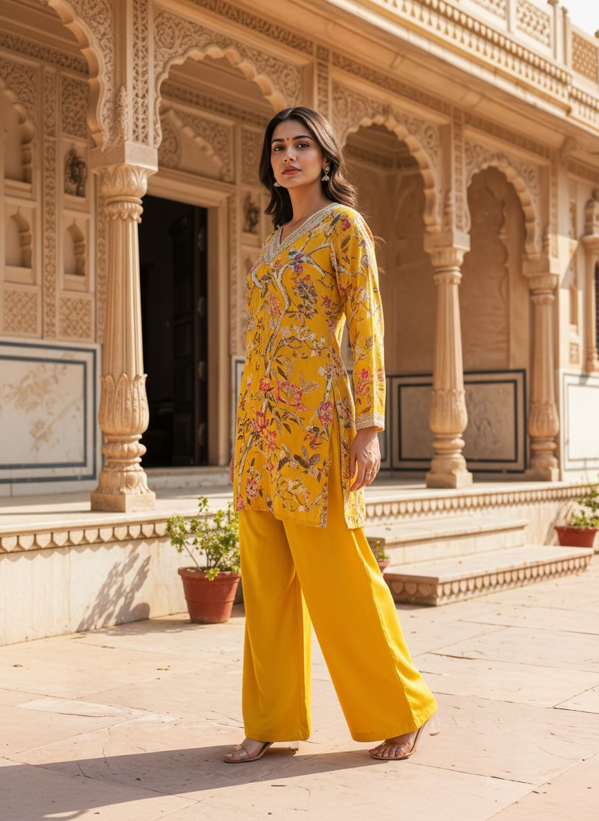 MODAL SILK CO-ORD SET YELLOW
