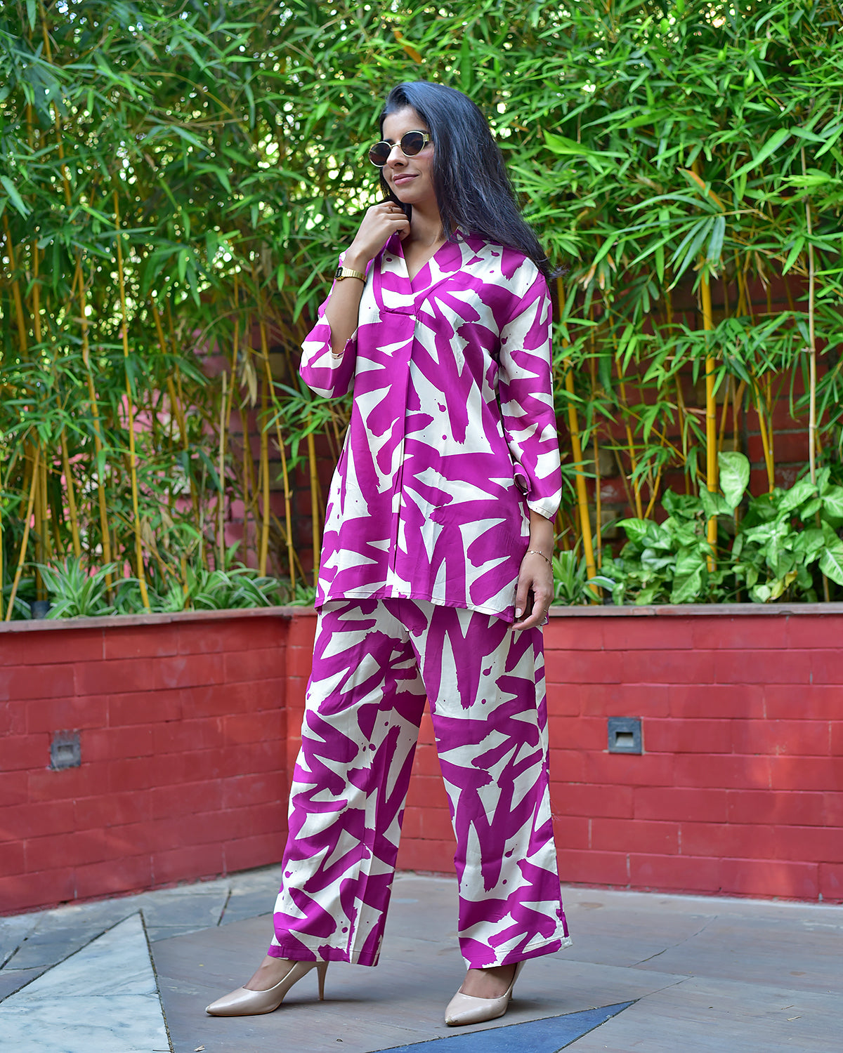 RUSSIAN SILK FUCHSIA PINK CO-ORD SET