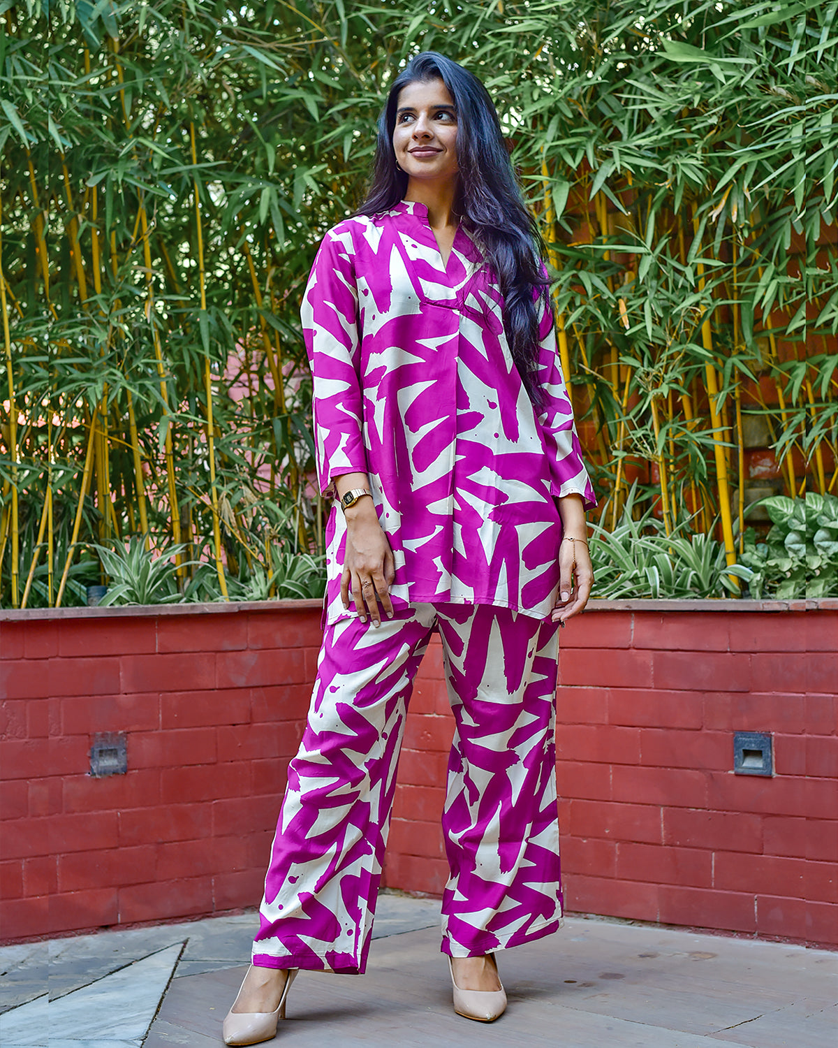 RUSSIAN SILK FUCHSIA PINK CO-ORD SET