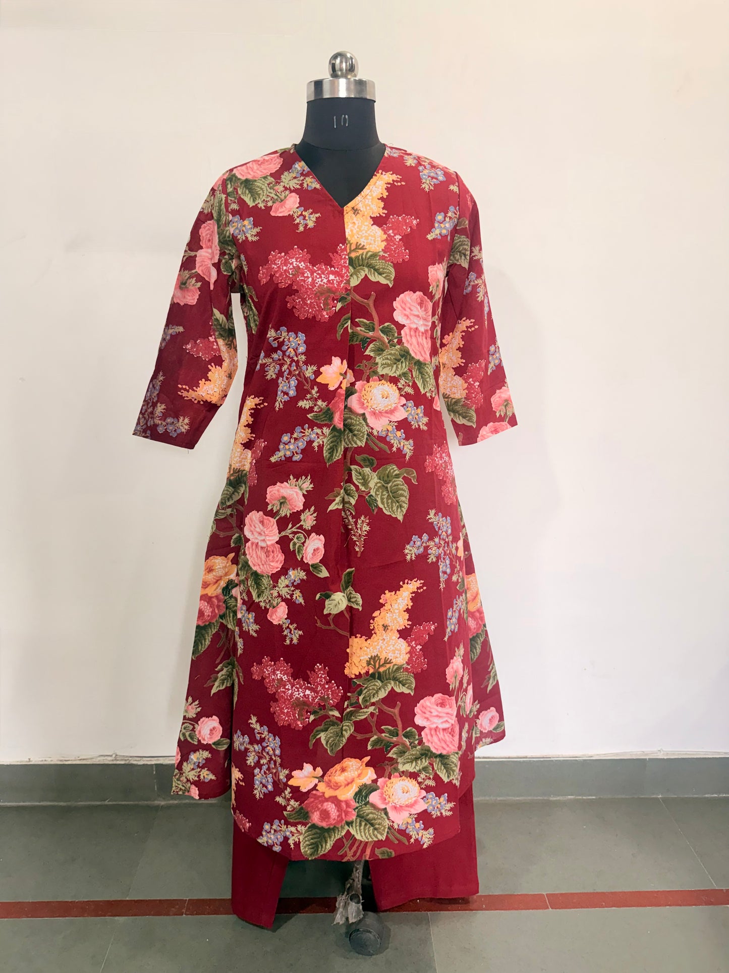 Maroon floral print