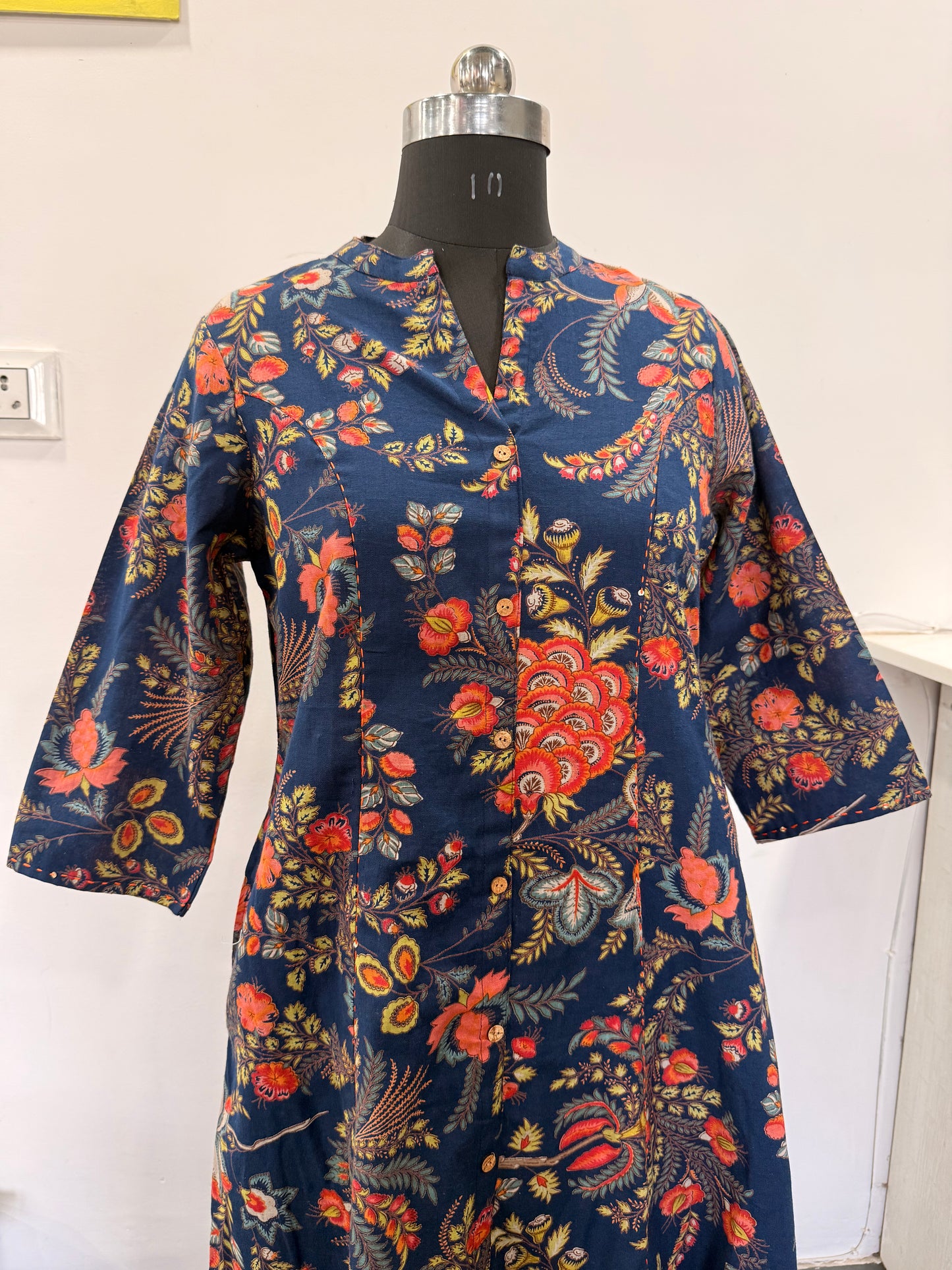 dark blue cotton flex aline kurti