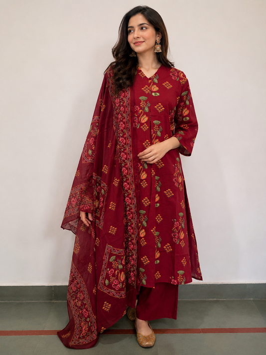 Maroon flamingo print