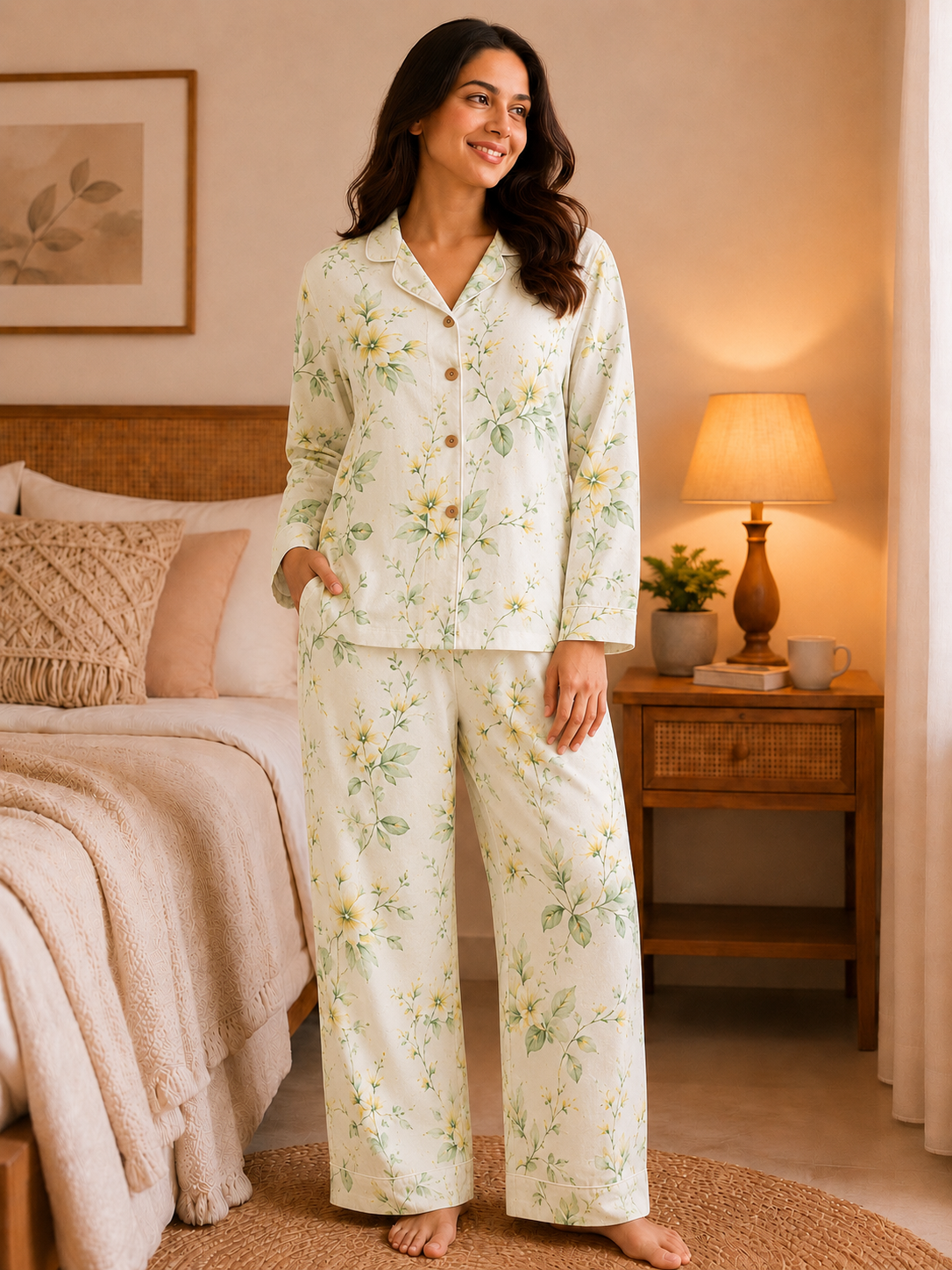 Off-White Botanical Floral PJ Set