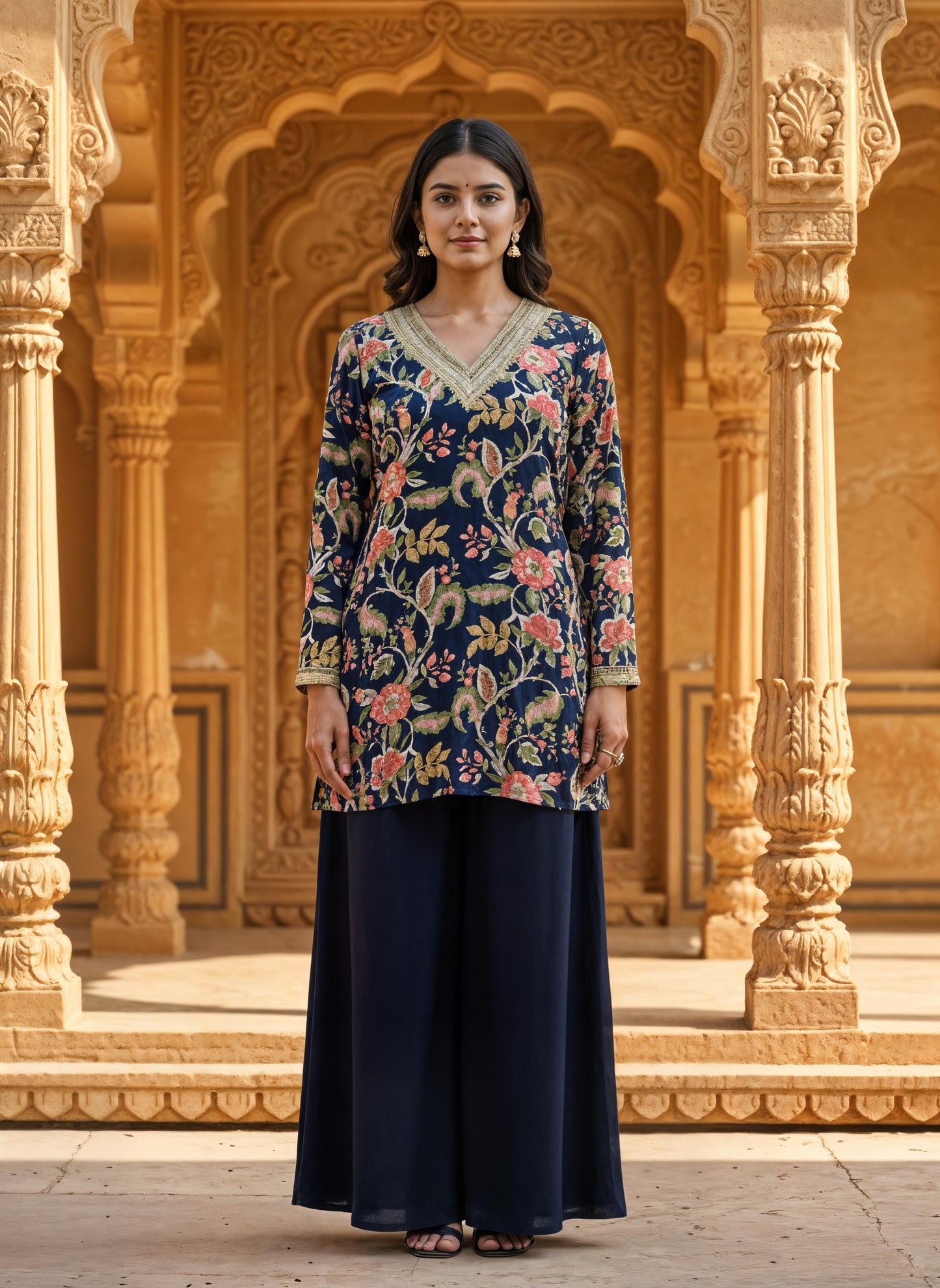 MODAL SILK CO-ORD SET NAVY BLUE