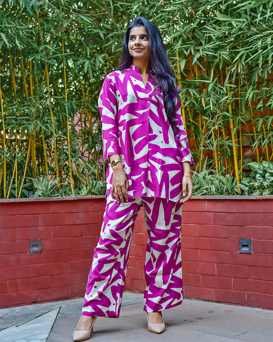 RUSSIAN SILK FUCHSIA PINK CO-ORD SET