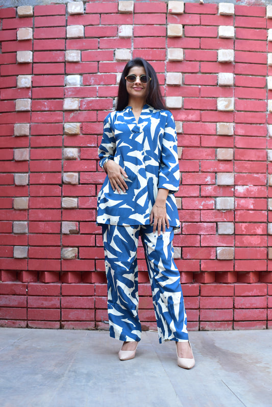 RUSSIAN SILK NAVY BLUE CO-ORD SET