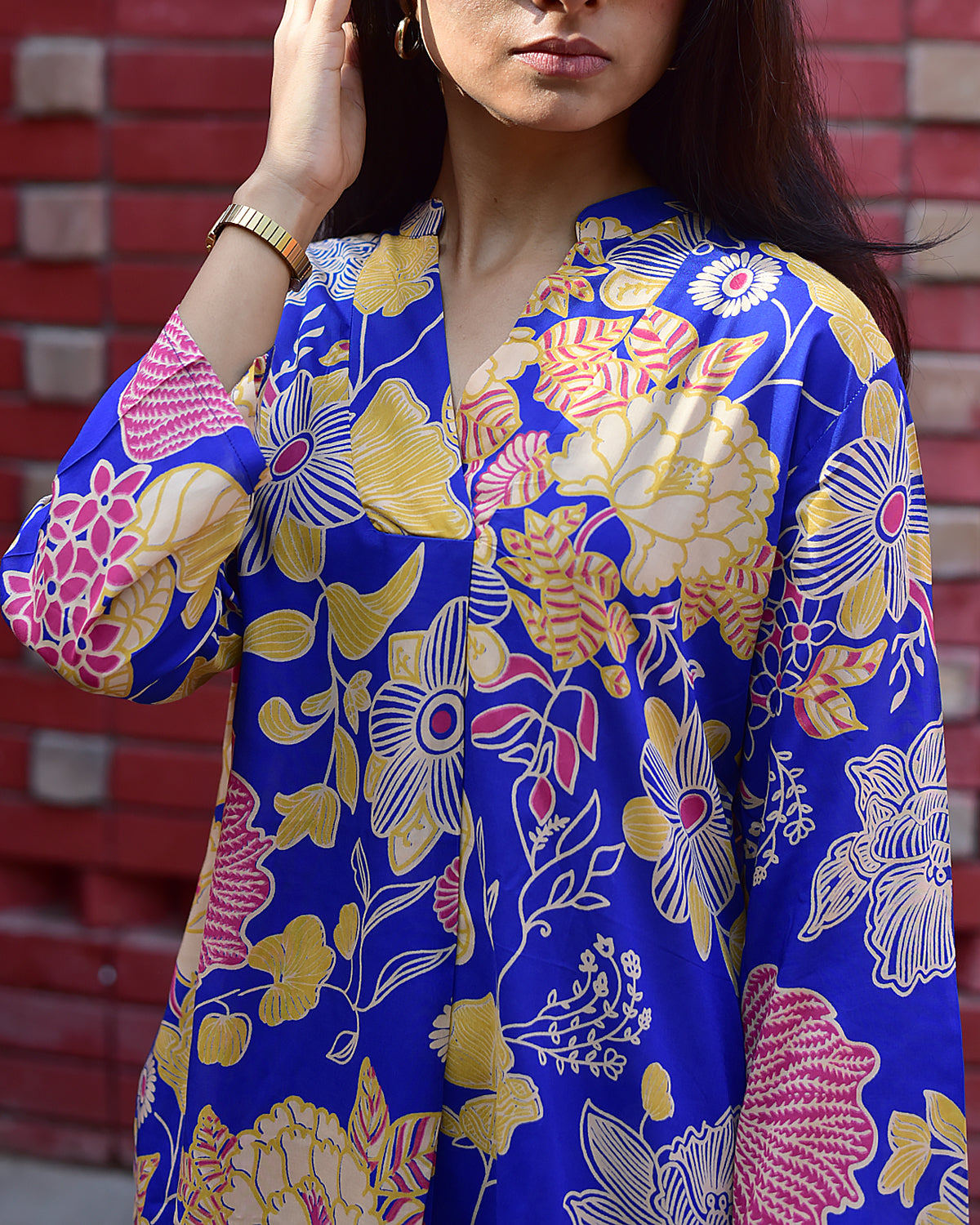 MODAL SILK ROYAL BLUE FLORAL CO-ORD SET