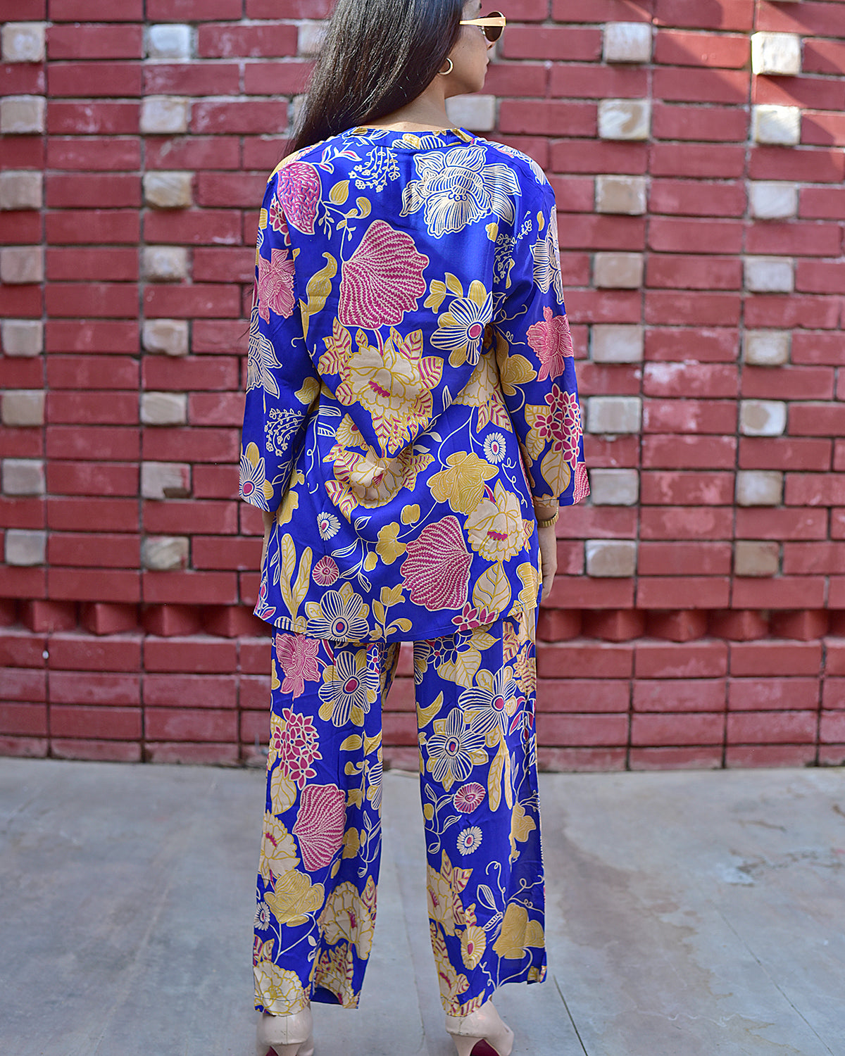 MODAL SILK ROYAL BLUE FLORAL CO-ORD SET