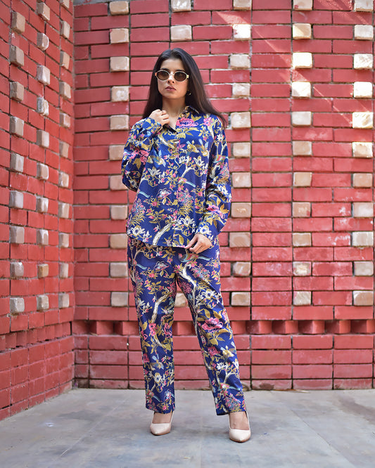 PURE COTTON NAVY BLUE CO-ORD SET
