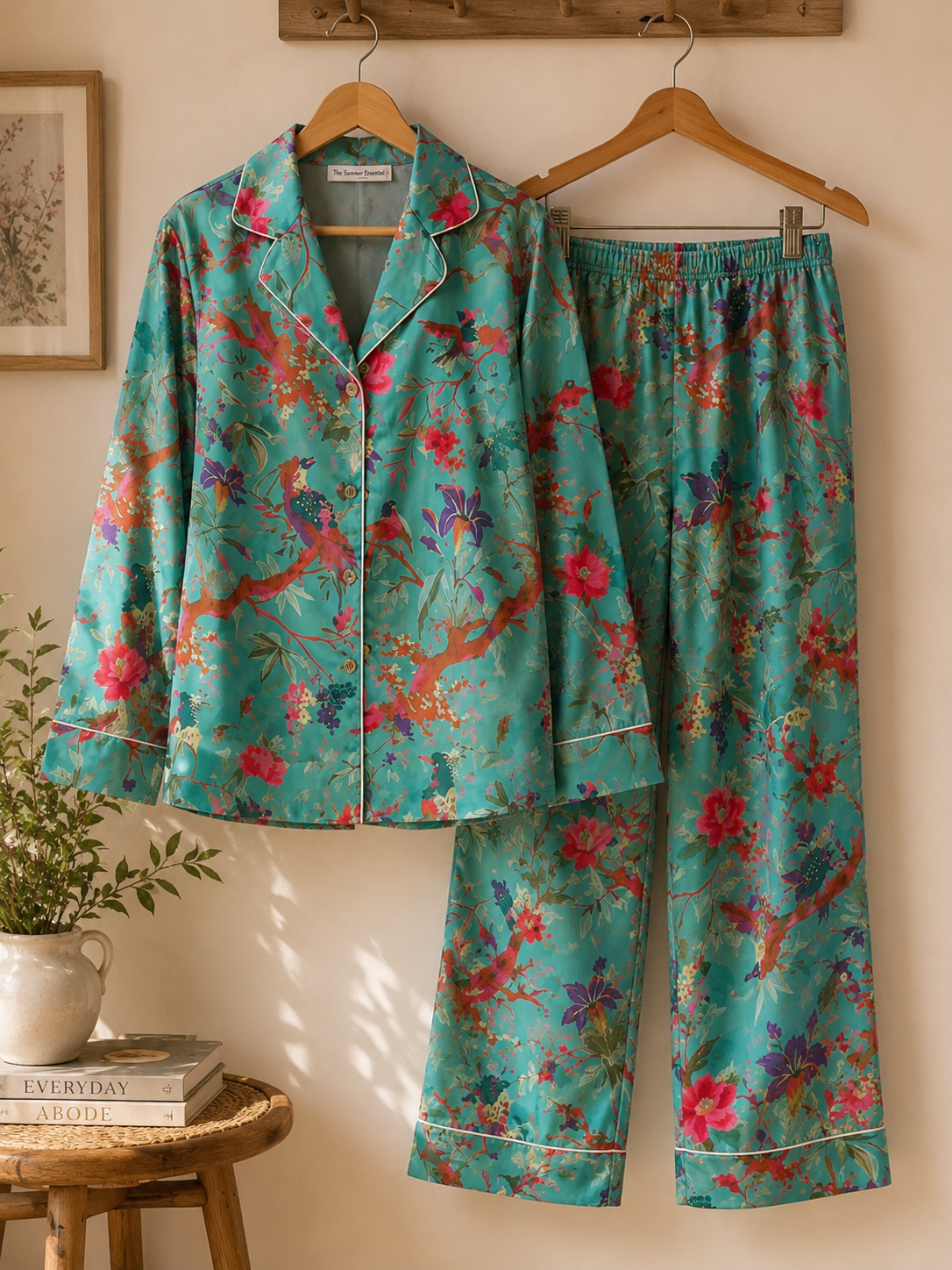 SAGE GREEN BIRD PRINT