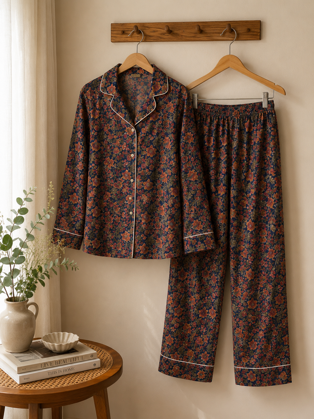DARK BLUE FLORAL PJ SET