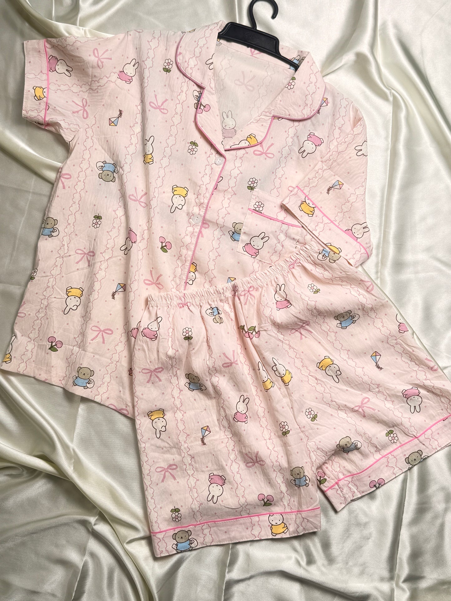 HALF SLEEVE BUNNY BLISS BLENDED COTTON PJ SET FREE SIZE