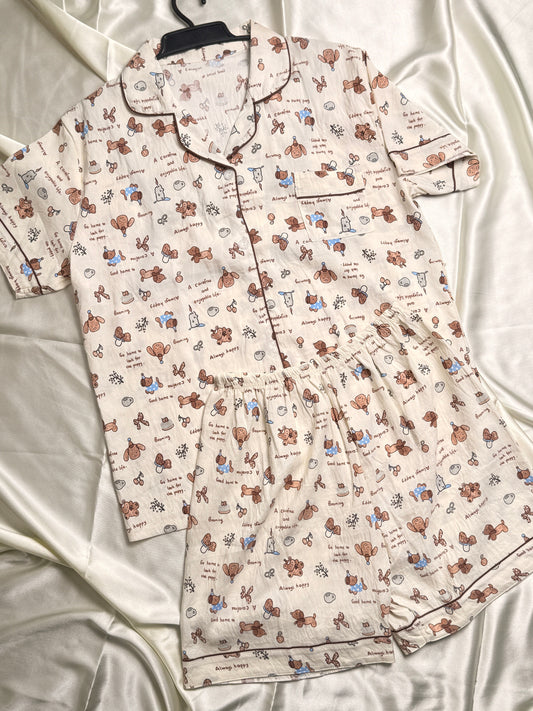 Teddy Tales BLENDED Cotton PJ Set – Half Sleeve Shirt & Shorts