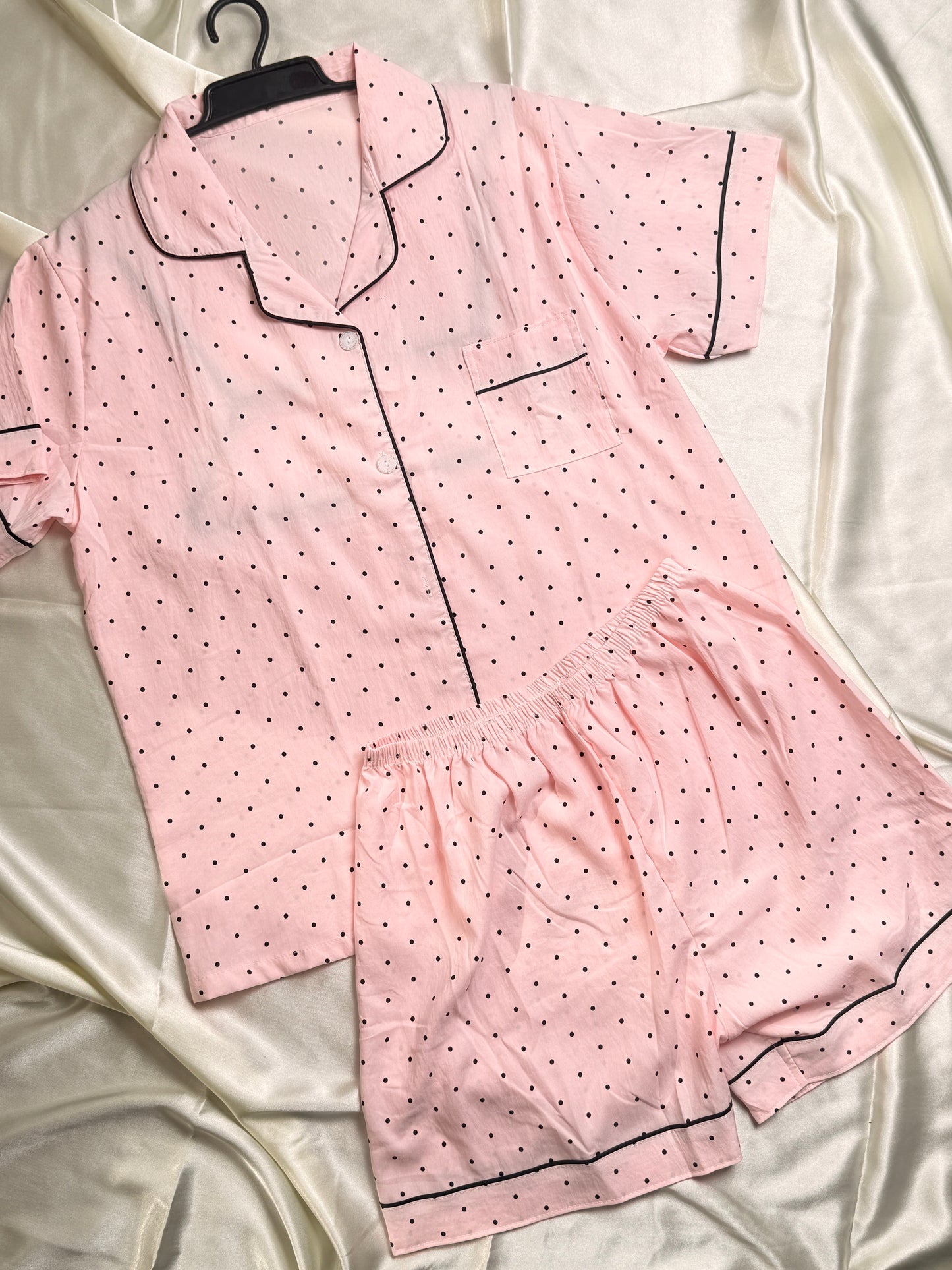 Classic Polka Dot premium modal  PJ Set – Half Sleeve Shirt & Shorts