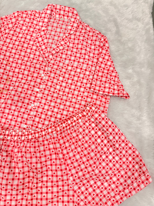 Heart Check Cotton Night Suit