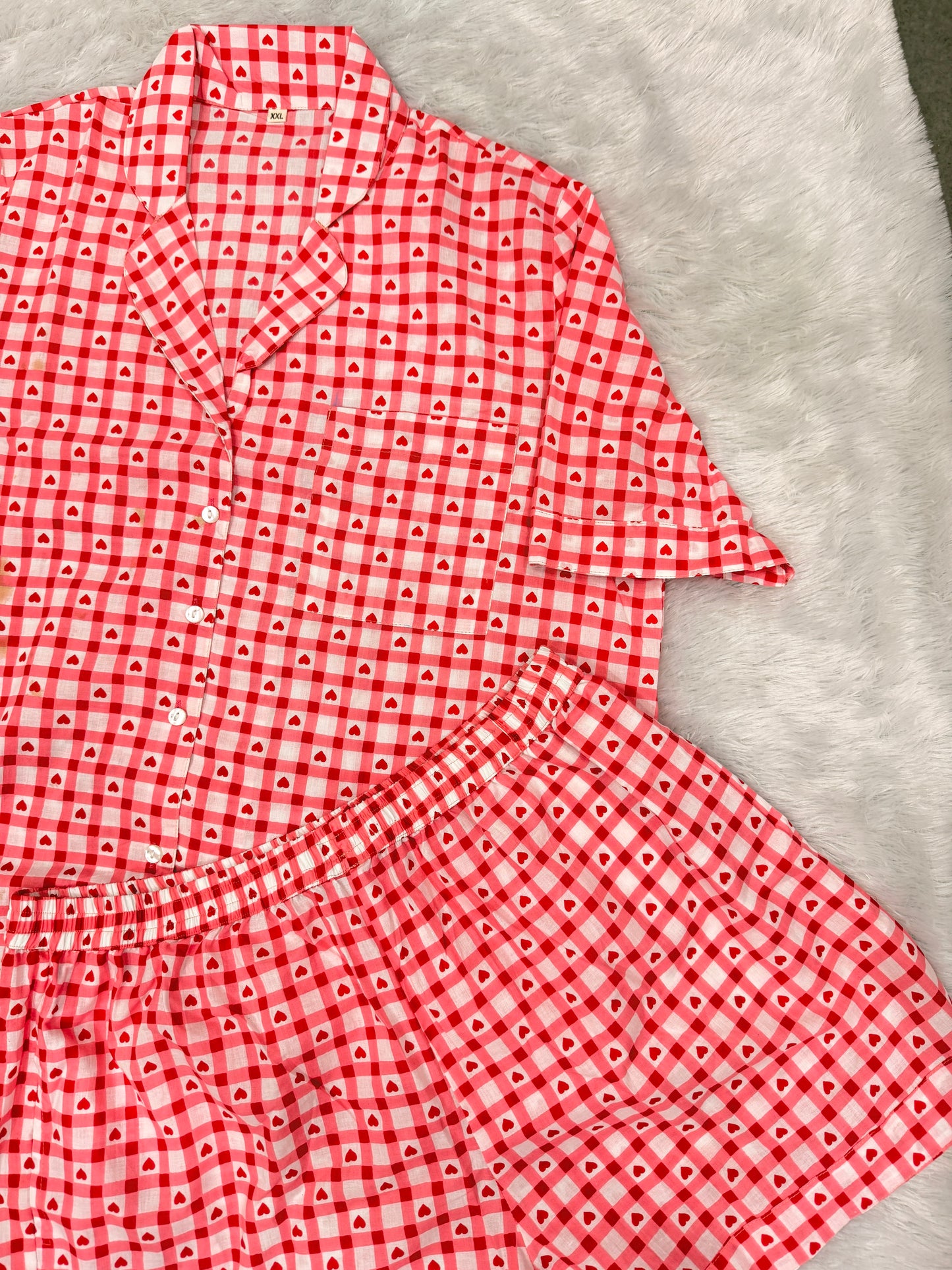 Heart Check Cotton Night Suit