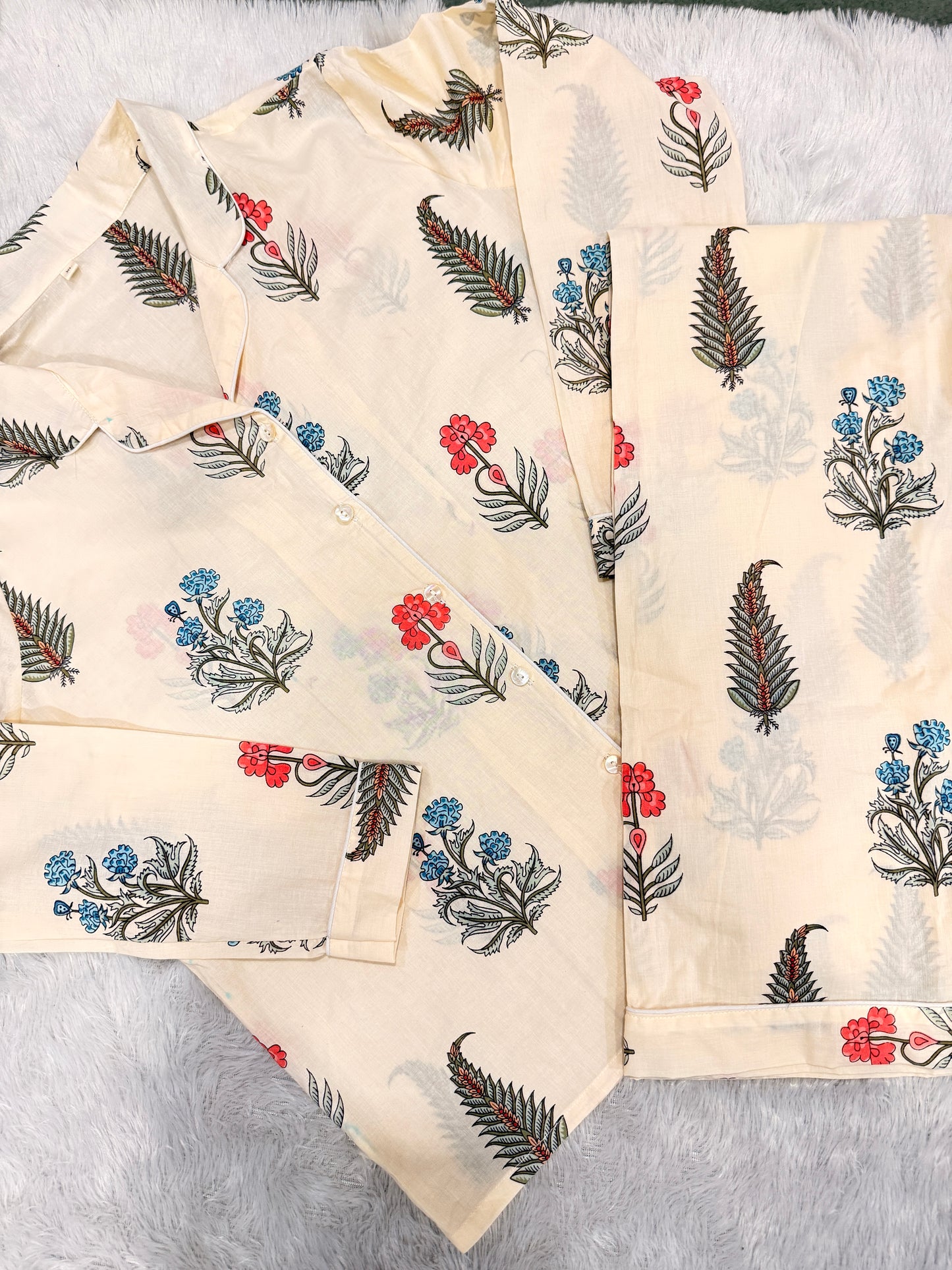 Ivory Floral Cotton PJ Set