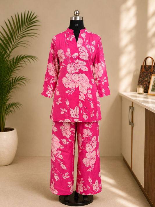 DARK PINK FLORAL PRINT