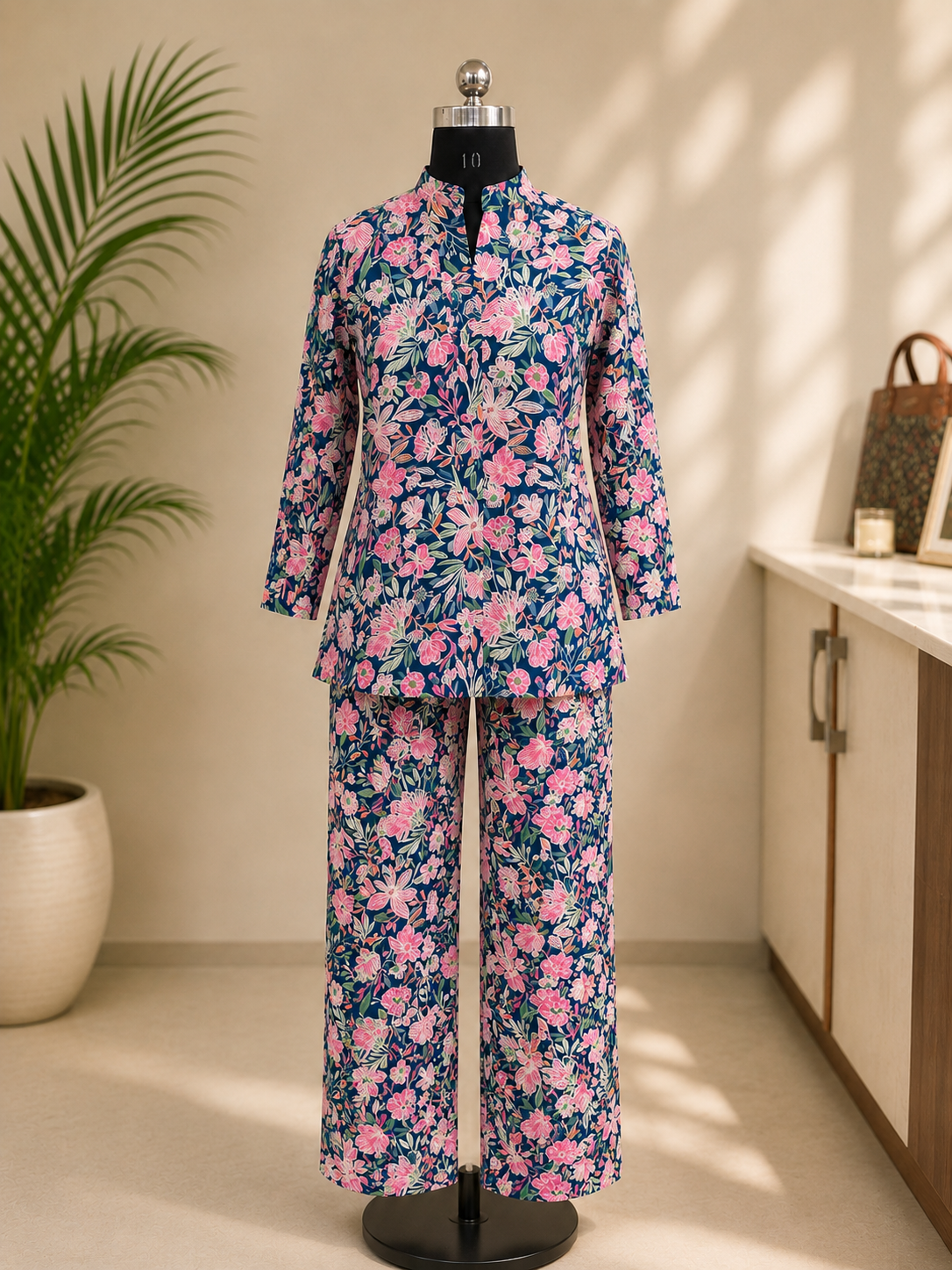 DARK BLUE FLORAL PRINT